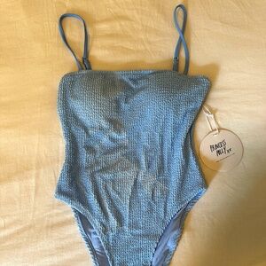 Princess Polly Ruched One Piece Swimsuit - Blue - Size 2